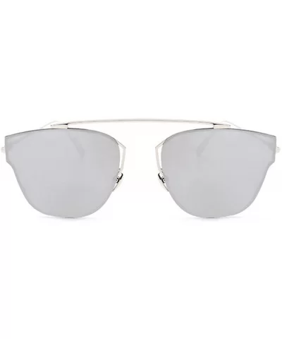 Women Metal Sunglasses Fashion Designer Twin-Beams Frame Colored Lens - 86013_c2_silver_mirror - CP12O7HWCU5 $13.70 Butterfly