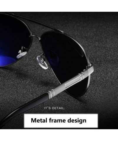 Metal Frame Sunglasses Big Box Polarized Sunglasses Men Fashion - Black Gold Frame Black Ash - CQ18WYWCI2E $29.27 Oval