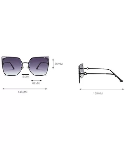 Fashion New Trend Large Frame Luxury Diamond Brand Designer Cat Sunglasses - Grey - C618TOSYIXL $19.39 Rimless