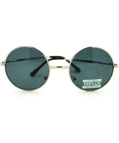 Round Circle Sunglasses Celebrity Fashion Spring Hinge Metal Frame - Silver - CI11F64GCHR $12.43 Round