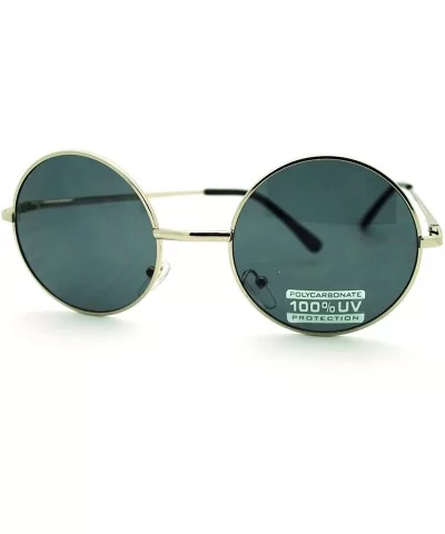 Round Circle Sunglasses Celebrity Fashion Spring Hinge Metal Frame - Silver - CI11F64GCHR $12.43 Round