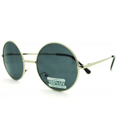 Round Circle Sunglasses Celebrity Fashion Spring Hinge Metal Frame - Silver - CI11F64GCHR $12.43 Round