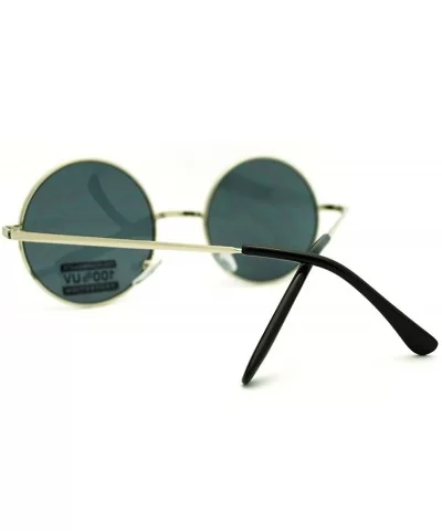 Round Circle Sunglasses Celebrity Fashion Spring Hinge Metal Frame - Silver - CI11F64GCHR $12.43 Round