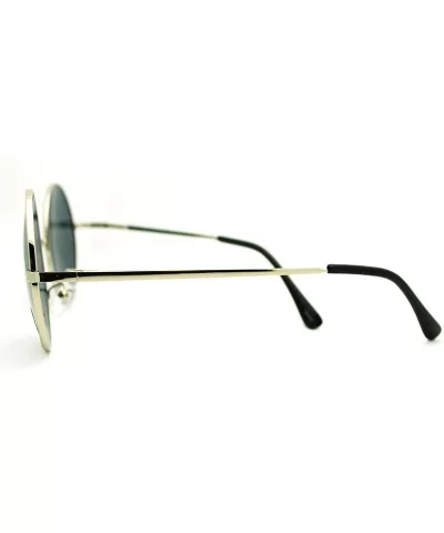 Round Circle Sunglasses Celebrity Fashion Spring Hinge Metal Frame - Silver - CI11F64GCHR $12.43 Round