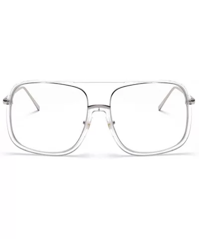 Oversized Pilot Glasses Square Vintage Fashion Designer glasses for Men Women Black Frame Transparrent - CZ18968D3NW $22.56 S...