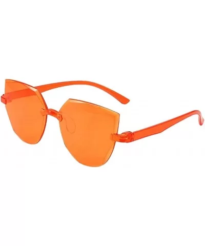 Rimless Multilateral Sunglasses Transparent Candy Color Frameless Glasses Tinted Eyewear Thick Slices - G - CB1905L4AMN $12.5...