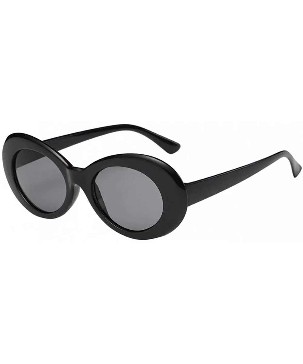 Fahsion Oval Sunglasses for Men Women Cool Eyewear Thick Round Frame (Black Frame Black Grey Lens) - CR188ASNEEK $10.16 Round