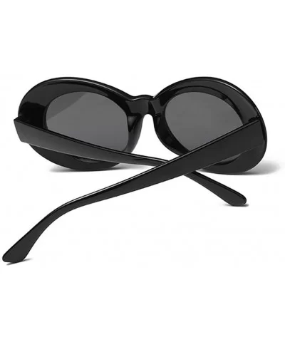 Fahsion Oval Sunglasses for Men Women Cool Eyewear Thick Round Frame (Black Frame Black Grey Lens) - CR188ASNEEK $10.16 Round