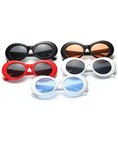 Fahsion Oval Sunglasses for Men Women Cool Eyewear Thick Round Frame (Black Frame Black Grey Lens) - CR188ASNEEK $10.16 Round