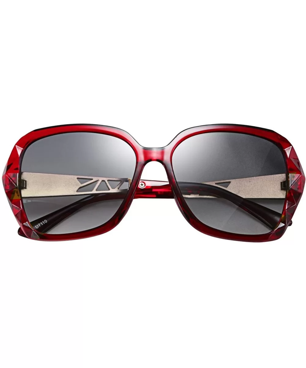 Classic Polarized Women Sunglasses Sparkling Composite Frame B2289 - Wine - CM18CQL22KT $18.16 Round