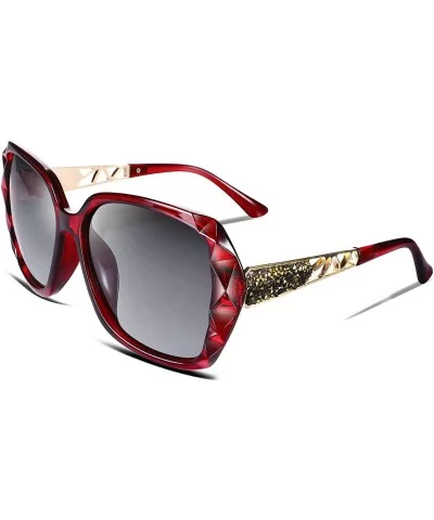 Classic Polarized Women Sunglasses Sparkling Composite Frame B2289 - Wine - CM18CQL22KT $18.16 Round