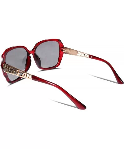 Classic Polarized Women Sunglasses Sparkling Composite Frame B2289 - Wine - CM18CQL22KT $18.16 Round