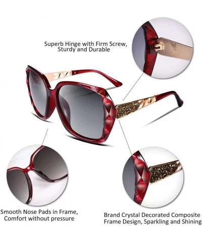 Classic Polarized Women Sunglasses Sparkling Composite Frame B2289 - Wine - CM18CQL22KT $18.16 Round