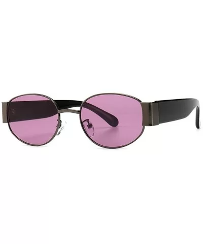 Punk style Fashion Lady Brand Designer Oval Small Frame Sunglasses Vintage men Sun glasses UV400 - Purple - CN18S759D9N $16.4...