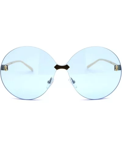 Womens Luxury Mod Rimless Round Chic Sunglasses - Gold Blue - CV18WAXRGDE $17.87 Rimless