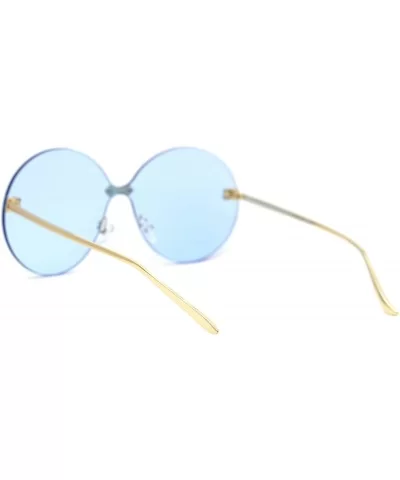 Womens Luxury Mod Rimless Round Chic Sunglasses - Gold Blue - CV18WAXRGDE $17.87 Rimless