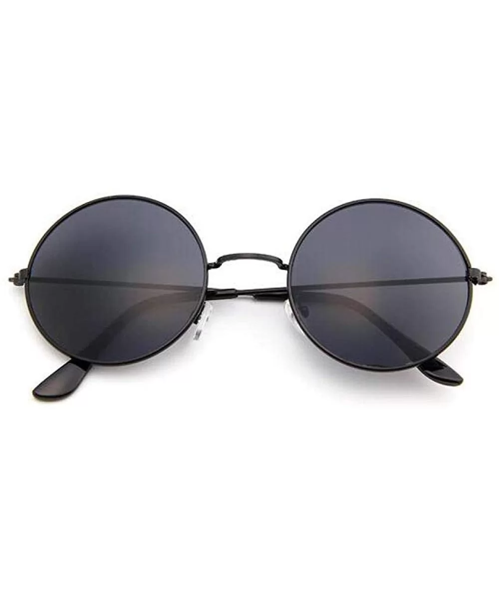 2019 New Classic Round Sunglasses Women Small Vintage Retro Glasses Women Black - Black - CL18YRM5GN9 $12.97 Oversized