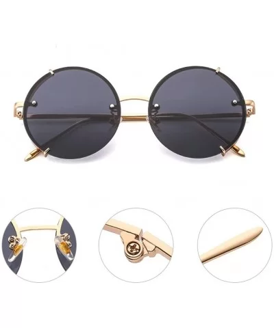 Steampunk Sunglasses Vintage Round Glasses Punk Gradient Goggle Shades Men UV400 - Pink Mirror - CV18WTZC2NT $43.15 Goggle