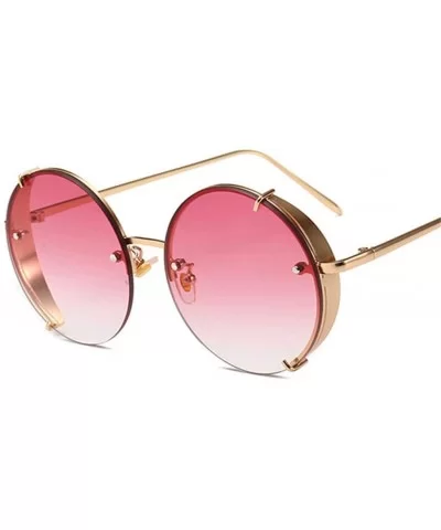 Steampunk Sunglasses Vintage Round Glasses Punk Gradient Goggle Shades Men UV400 - Pink Mirror - CV18WTZC2NT $43.15 Goggle