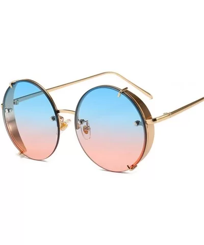 Steampunk Sunglasses Vintage Round Glasses Punk Gradient Goggle Shades Men UV400 - Pink Mirror - CV18WTZC2NT $43.15 Goggle