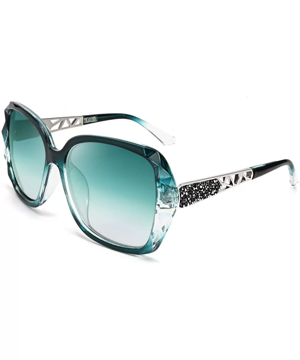 Classic Polarized Women Sunglasses Sparkling Composite Frame B2289 - Emerald Green - CE198425DA5 $20.94 Square