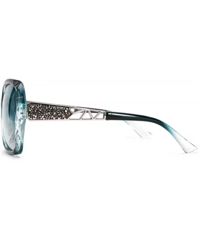 Classic Polarized Women Sunglasses Sparkling Composite Frame B2289 - Emerald Green - CE198425DA5 $20.94 Square