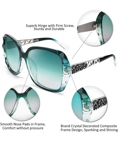 Classic Polarized Women Sunglasses Sparkling Composite Frame B2289 - Emerald Green - CE198425DA5 $20.94 Square