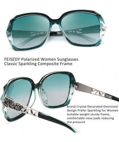 Classic Polarized Women Sunglasses Sparkling Composite Frame B2289 - Emerald Green - CE198425DA5 $20.94 Square