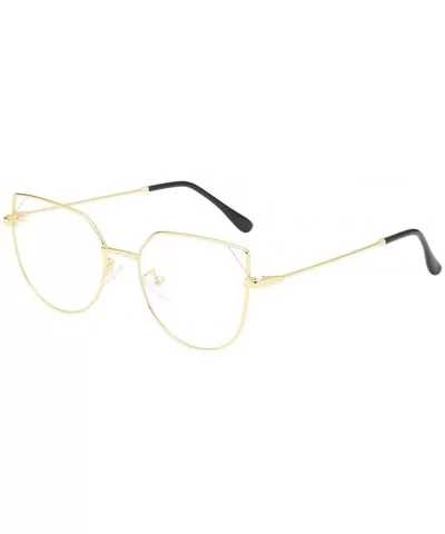 Oversized Cat Eye Gold Clear Lens Glasses Metal Frame Vintage Eyeglasses Women Men - Multicolor6 - C318NT95Z6M $10.88 Cat Eye