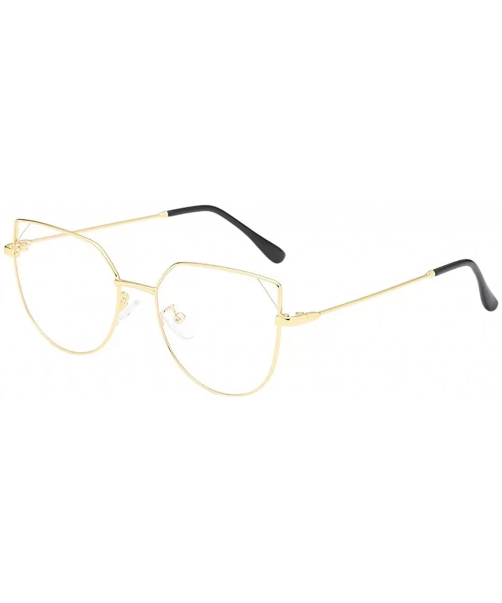 Oversized Cat Eye Gold Clear Lens Glasses Metal Frame Vintage Eyeglasses Women Men - Multicolor6 - C318NT95Z6M $10.88 Cat Eye