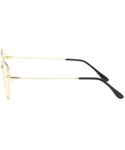 Oversized Cat Eye Gold Clear Lens Glasses Metal Frame Vintage Eyeglasses Women Men - Multicolor6 - C318NT95Z6M $10.88 Cat Eye