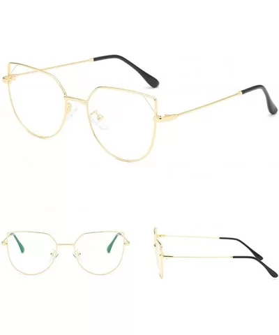 Oversized Cat Eye Gold Clear Lens Glasses Metal Frame Vintage Eyeglasses Women Men - Multicolor6 - C318NT95Z6M $10.88 Cat Eye