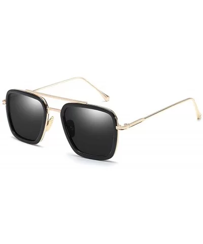 Vintage Aviator Sunglasses Square Gradient - Black Lens - C318UZQOEW6 $13.53 Aviator