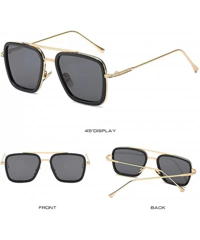 Vintage Aviator Sunglasses Square Gradient - Black Lens - C318UZQOEW6 $13.53 Aviator