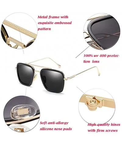 Vintage Aviator Sunglasses Square Gradient - Black Lens - C318UZQOEW6 $13.53 Aviator