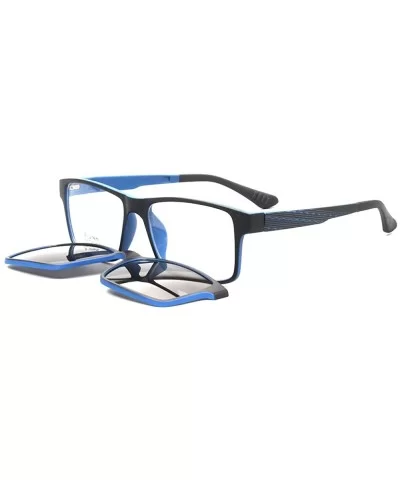 Men's Magnetic Clip-On Polarized Sunglasses + RX-able Eyeglass Frames (Blue) - CD18SK4WTN2 $37.95 Square