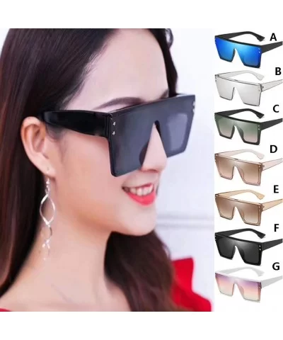 Unisex Punk Stylish Oversized Square Colorful Sunglasses Vintage Eyewear - A - CG196LXU988 $12.01 Wrap