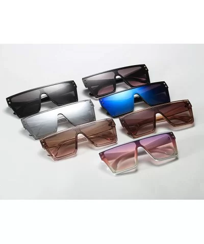 Unisex Punk Stylish Oversized Square Colorful Sunglasses Vintage Eyewear - A - CG196LXU988 $12.01 Wrap