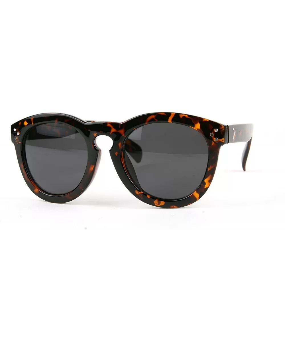 Retro Vintage Style Keyhole Round Sunglasses P2202 - Tortoise-smoke Lens - CV126SM93HL $20.10 Round