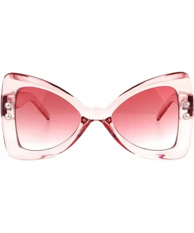 Butterfly Ribbon Bow Pearl Frame Sunglasses Womens Oversized Shades - Pink (Pink) - CW18KEI0Q05 $16.74 Butterfly